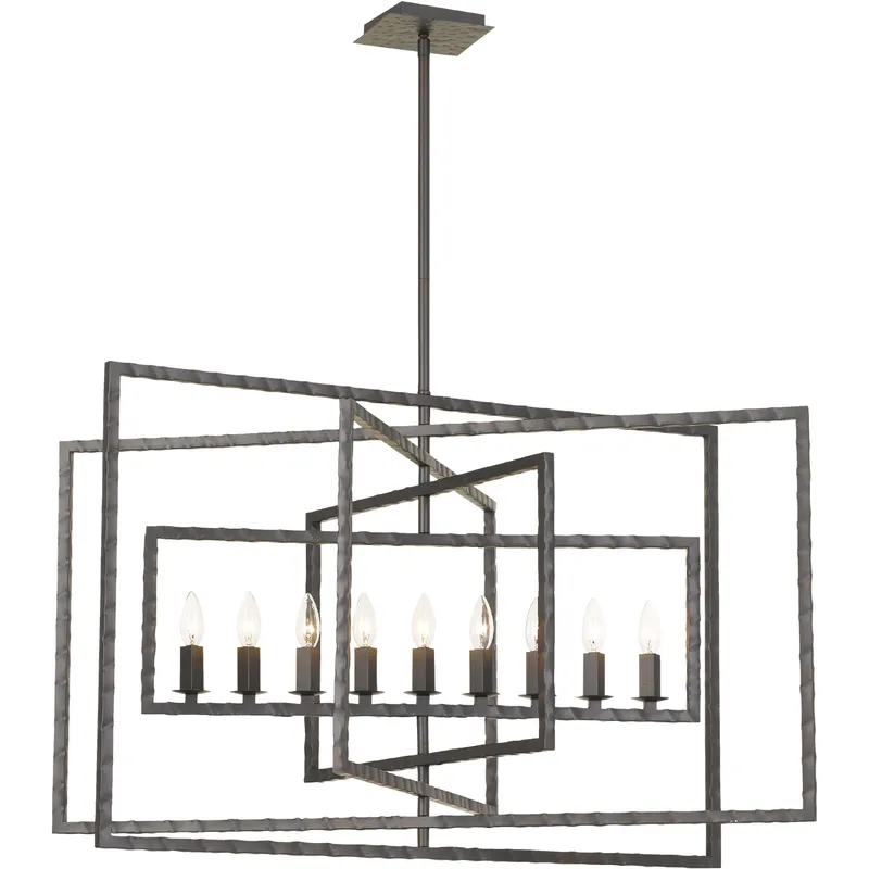 Capri 9 Light 39 inch Raw Steel Chandelier Ceiling Light