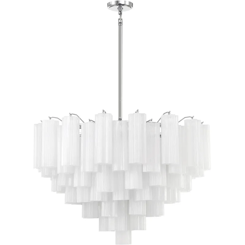 Addis 16 Light 32 inch Polished Chrome Chandelier Ceiling Light in Tronchi Glass White