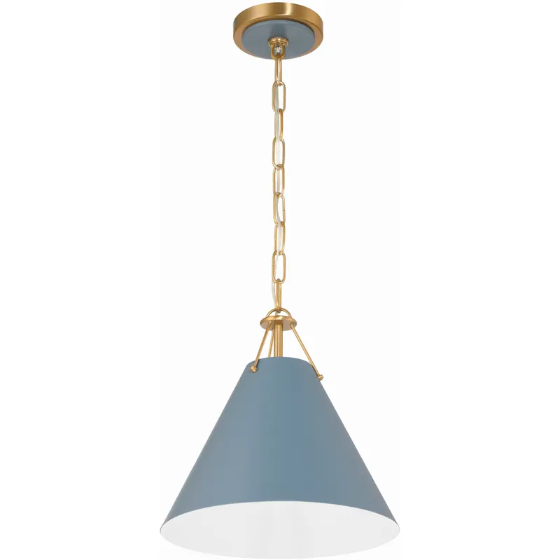 Xavier 1 Light 12 inch Vibrant Gold Mini Pendant Ceiling Light in Vibrant Gold and Blue