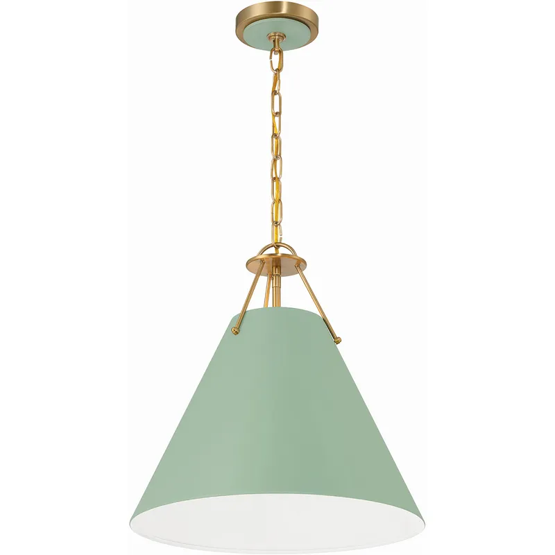 Xavier 3 Light 16 inch Vibrant Gold Pendant Ceiling Light in Vibrant Gold and Green