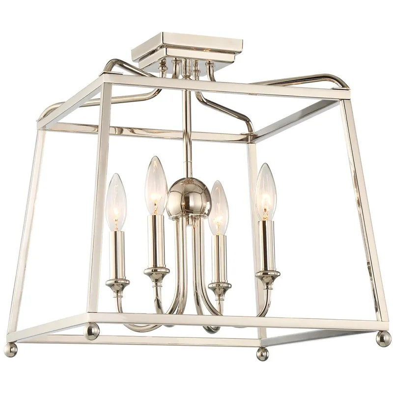 Sylvan 4 Light 16 inch Polished Nickel Semi Flush Ceiling Light