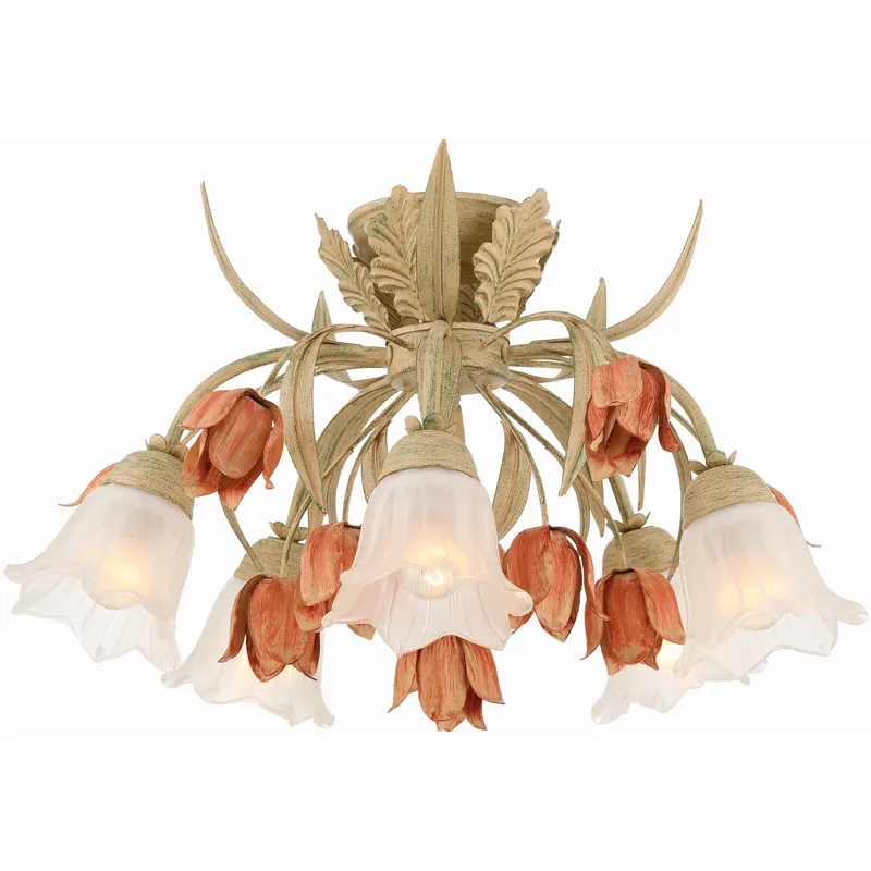 Southport 5 Light 22 inch Sage Rose Semi Flush Ceiling Light