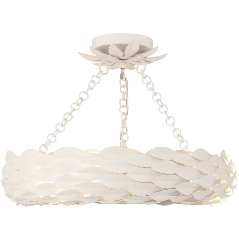 Broche 6 Light 18 inch Matte White Semi Flush Ceiling Light