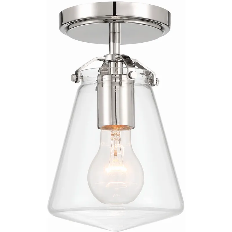 Voss 1 Light 5.75 inch Polished Nickel Semi Flush Ceiling Light