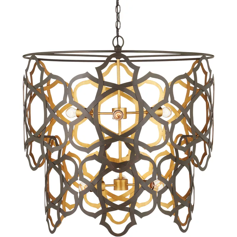 Mauresque 6 Light 32.25 inch Bronze Gold and Contemporary Gold Leaf Chandelier Ceiling Light