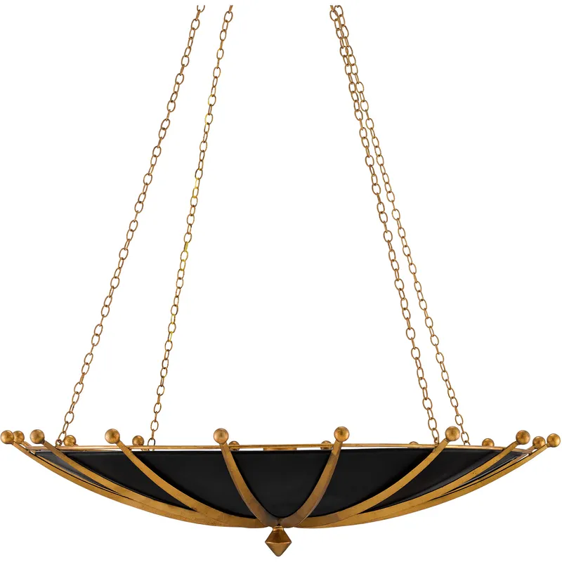 Fontaine 6 Light 40.5 inch Antique Gold Leaf and Contemporary Gold Leaf and Satin Black Chandelier Ceiling Light