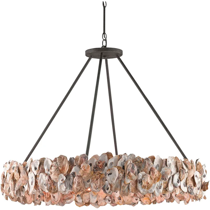 Oyster Shell 8 Light 38 inch Textured Bronze Chandelier Ceiling Light