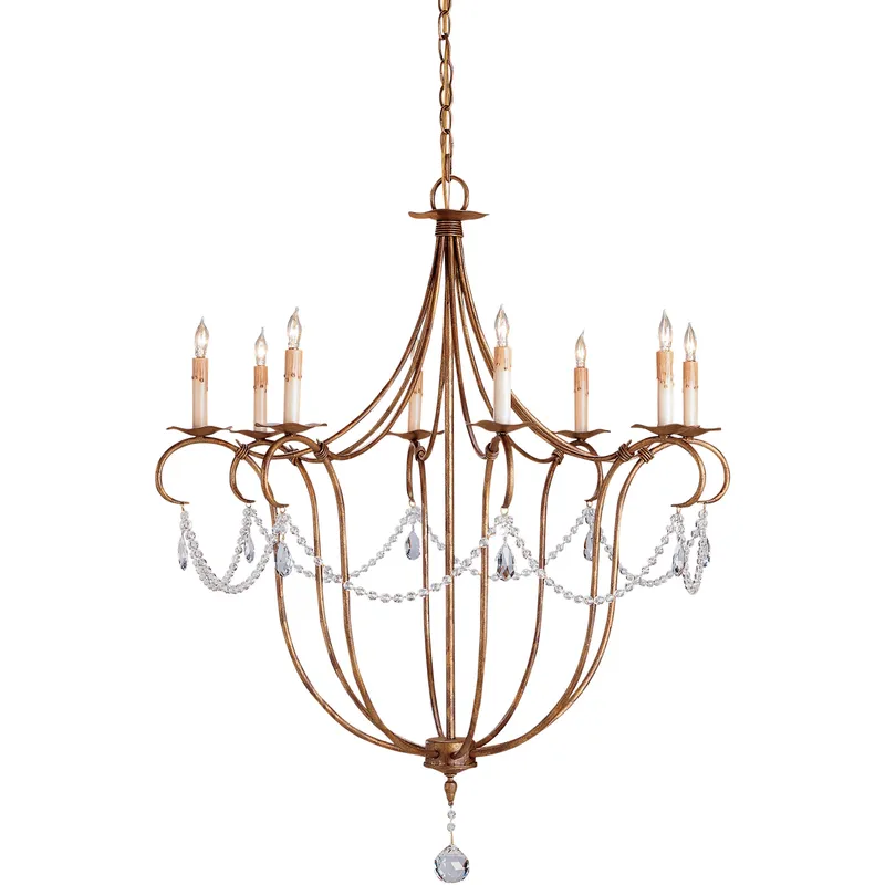 Crystal Lights 8 Light 31 inch Rhine Gold Chandelier Ceiling Light, Large