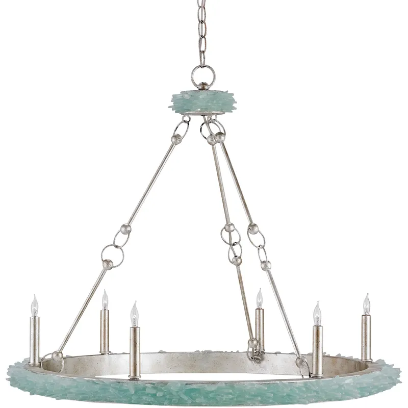 Tidewater 6 Light 35 inch Silver Granello Chandelier Ceiling Light