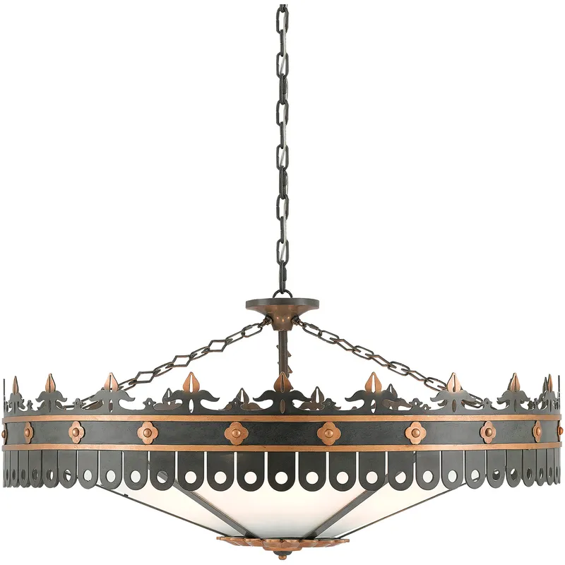 Berkeley 6 Light 40 inch Antique Gold and Moss Gray Chandelier Ceiling Light, Bunny Williams Collection