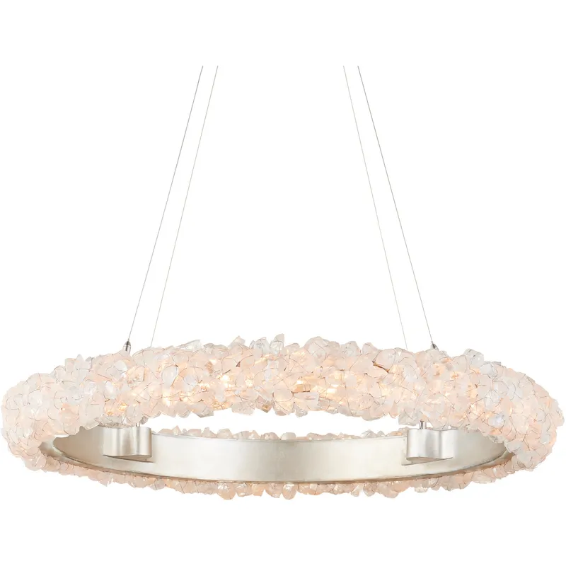 Iconoclast LED 32 inch Contemporary Silver Leaf and Contemporary Silver Chandelier Ceiling Light