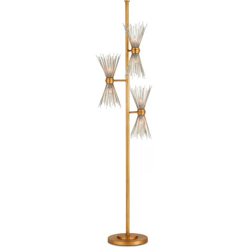 Novatude 71 inch 60 watt Antique Gold Leaf Floor Lamp Portable Light