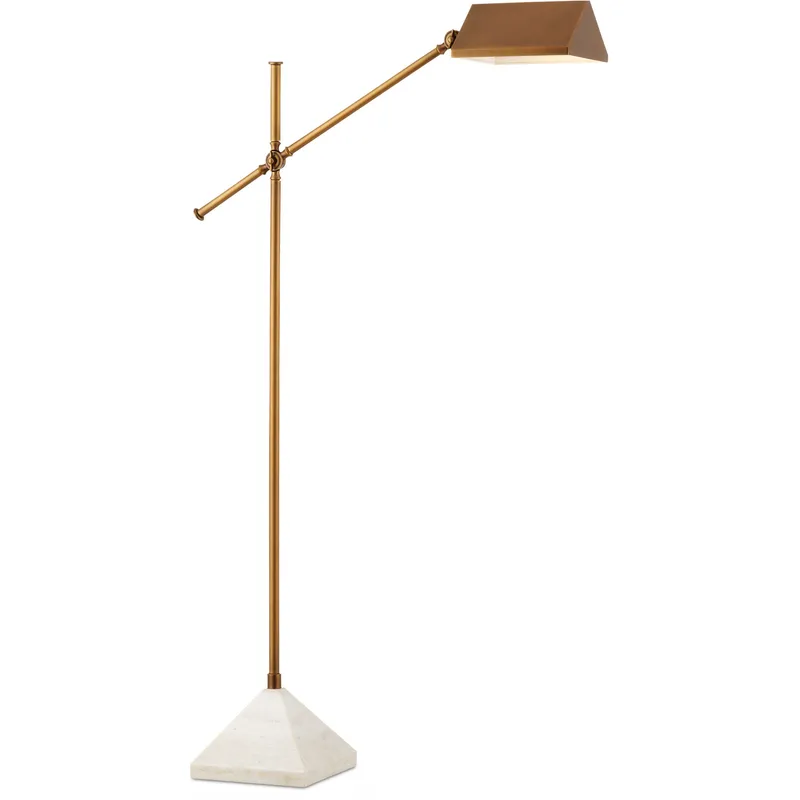 Repertoire 50.75 inch 7 watt Antique Brass and White Floor Lamp Portable Light