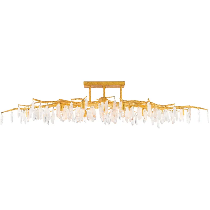 Forest 14 Light 60 inch Washed Lucerne Gold Semi-Flush Mount Ceiling Light, Aviva Stanoff Collection
