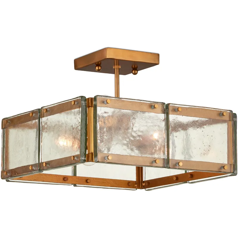 Countervail 4 Light 17.75 inch Antique Brass Semi-Flush Mount Ceiling Light