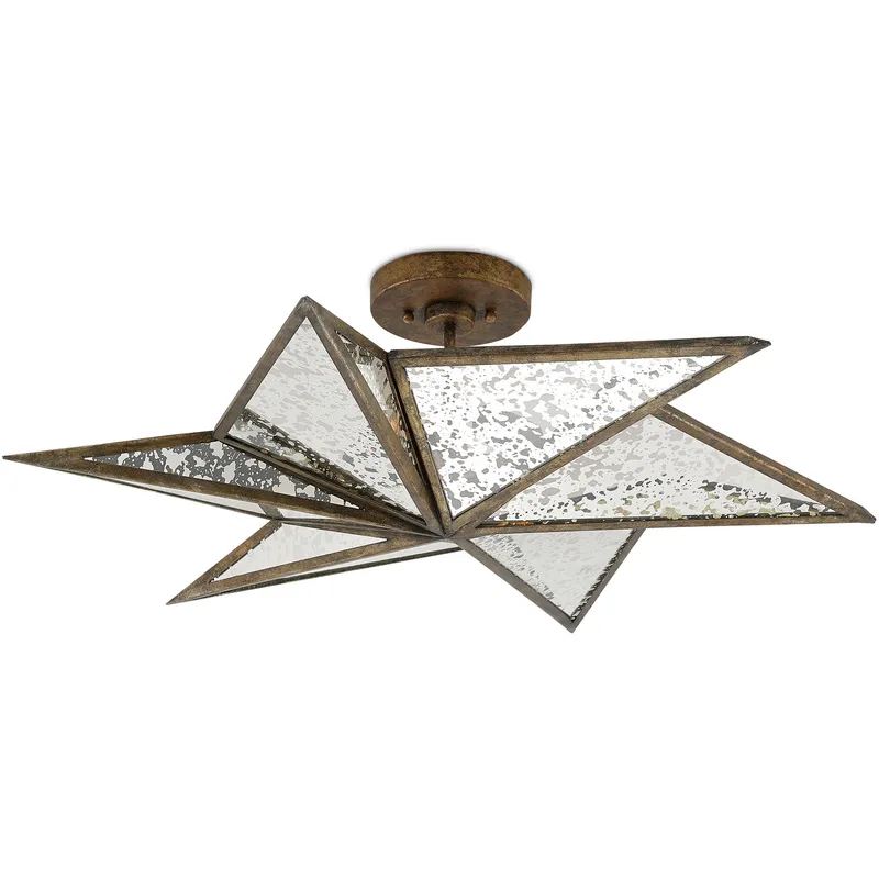 Stargazer 3 Light 30 inch Pyrite Bronze Semi-Flush Mount Ceiling Light