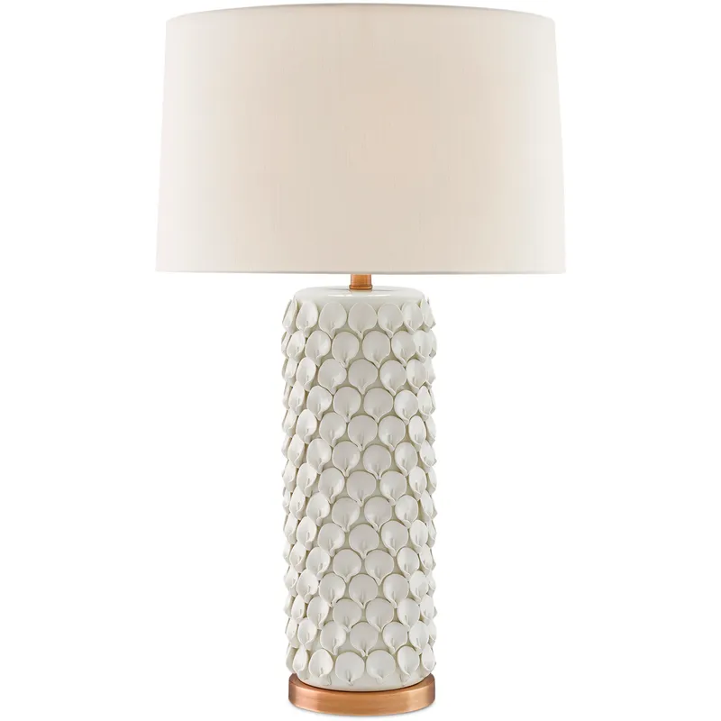 Calla Lily 31.25 inch 150 watt Cream and Antique Brass Table Lamp Portable Light
