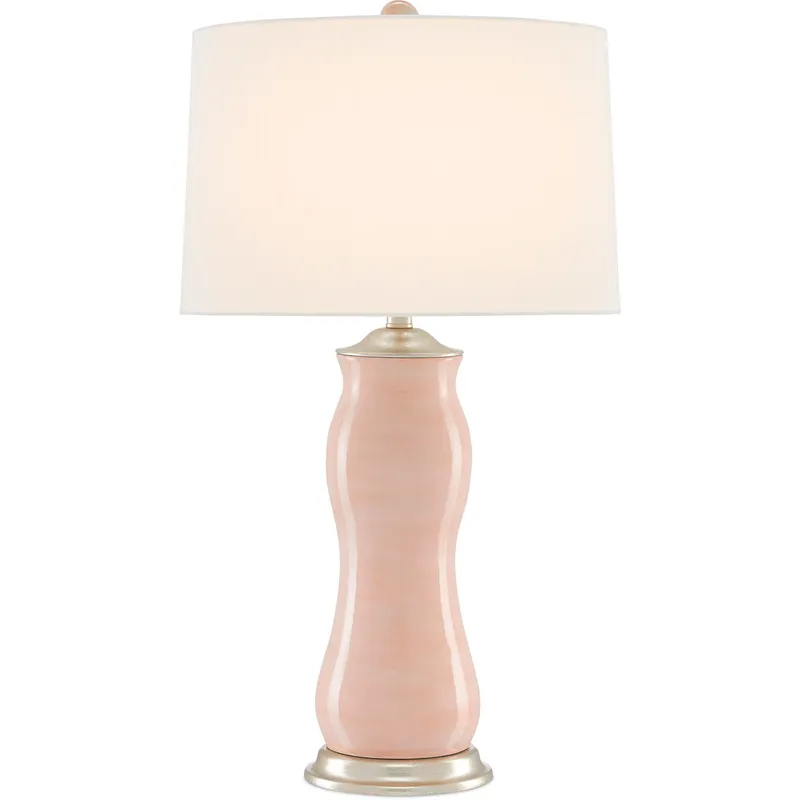 Ondine 30.5 inch 150 watt Blush and Silver Leaf Table Lamp Portable Light