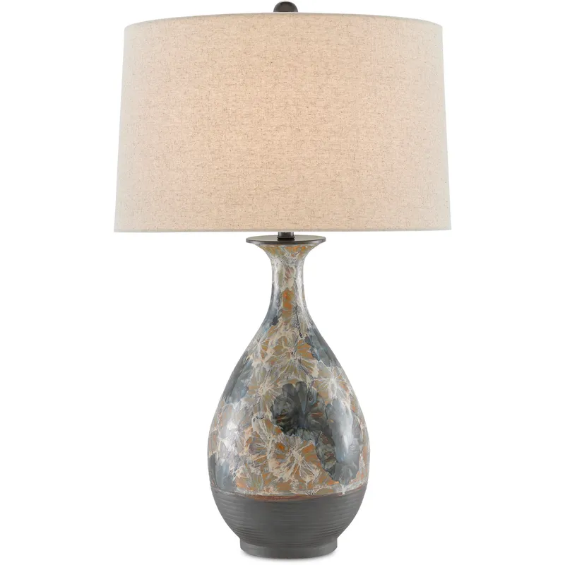 Frangipani 34 inch 150 watt Cream and Blue and Brown Table Lamp Portable Light