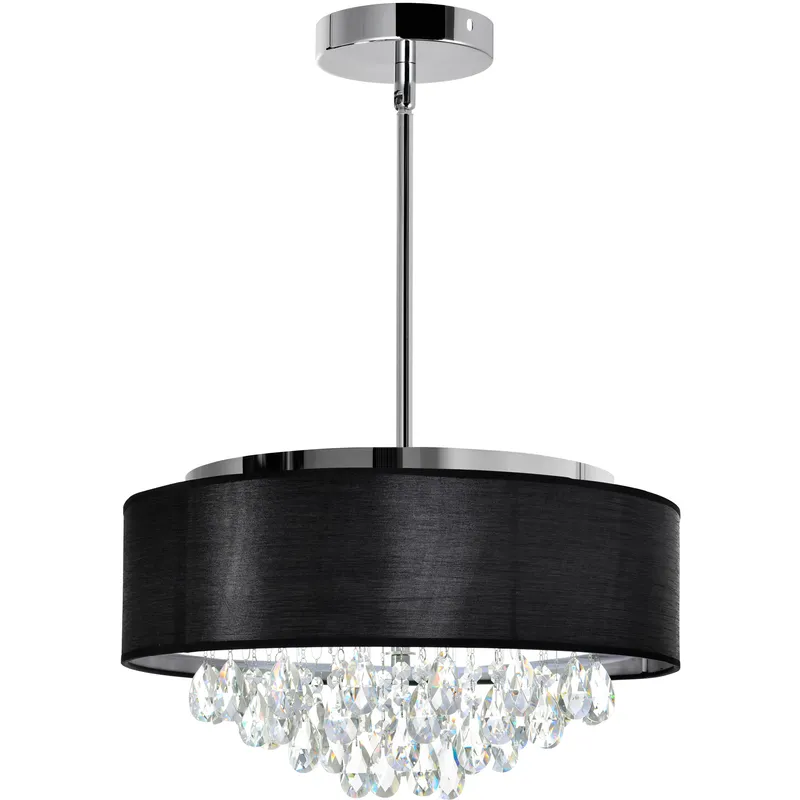 Dash 4 Light 18 inch Chrome Drum Shade Chandelier Ceiling Light in Black
