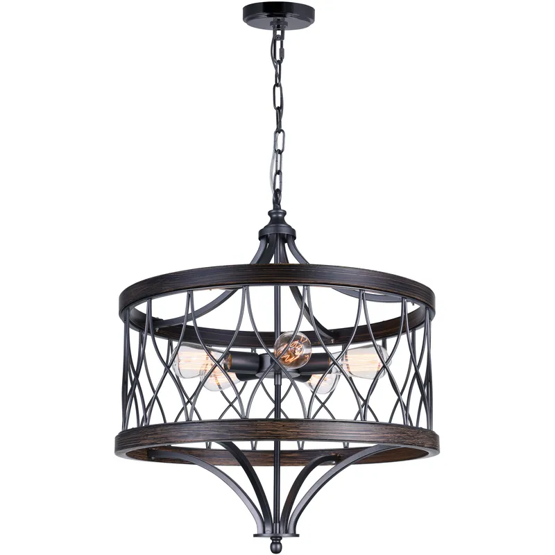 Amazon 5 Light 23 inch Gun Metal Drum Shade Chandelier Ceiling Light