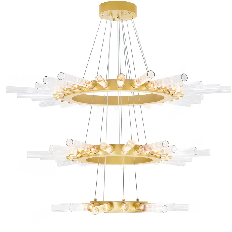 Collar LED 48 inch Satin Gold Chandelier Ceiling Light