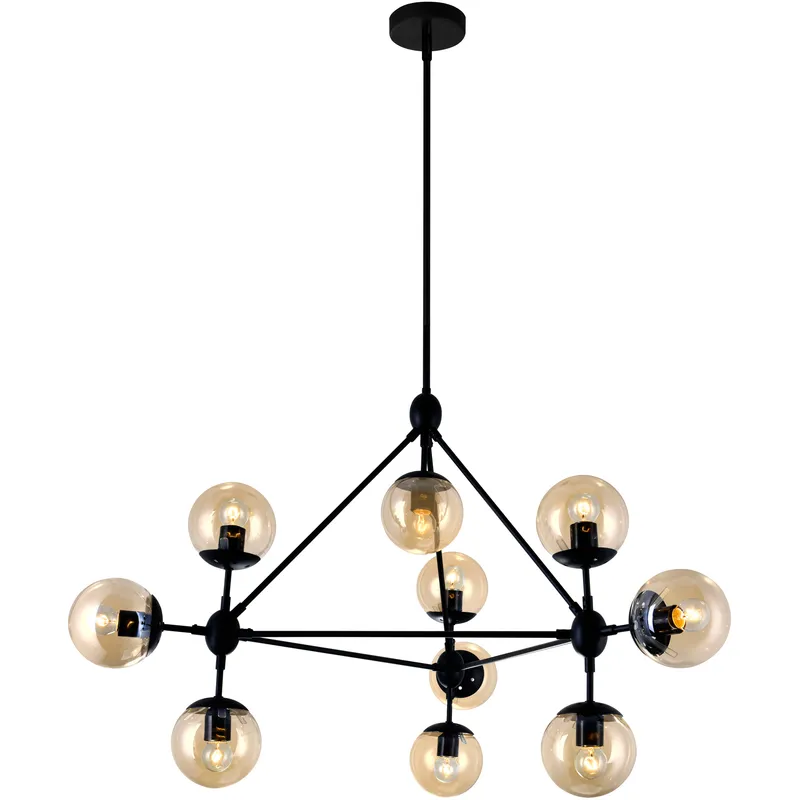 Glow 10 Light 39 inch Black Chandelier Ceiling Light