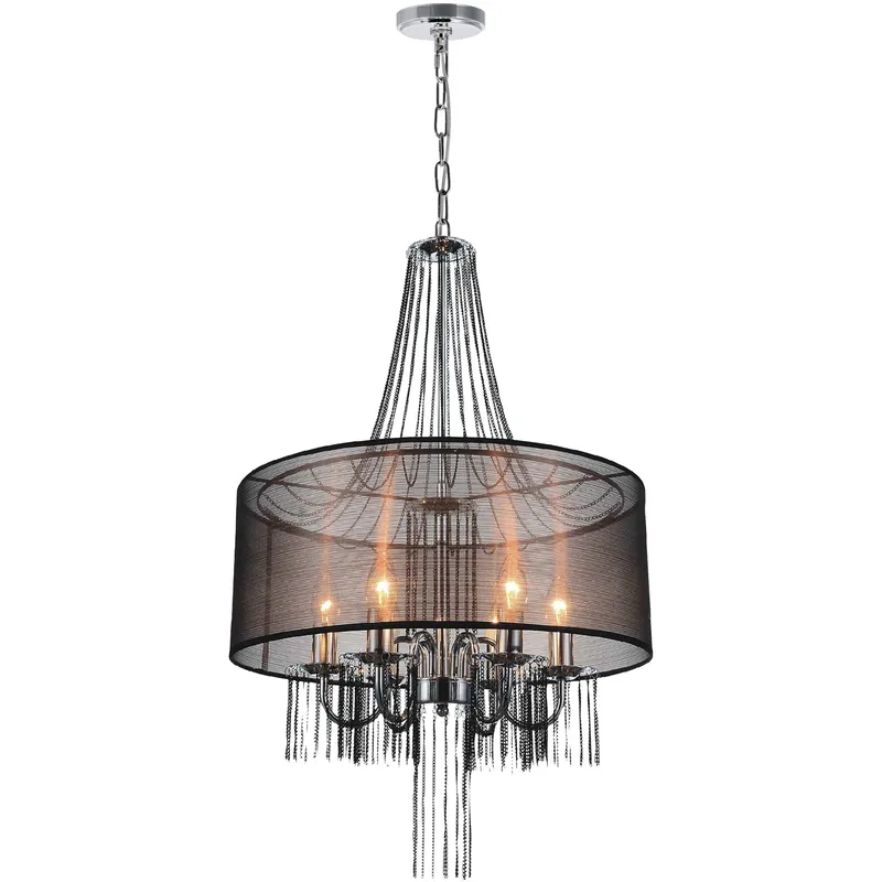 Amelia 6 Light 20 inch Chrome Drum Shade Chandelier Ceiling Light in Brown