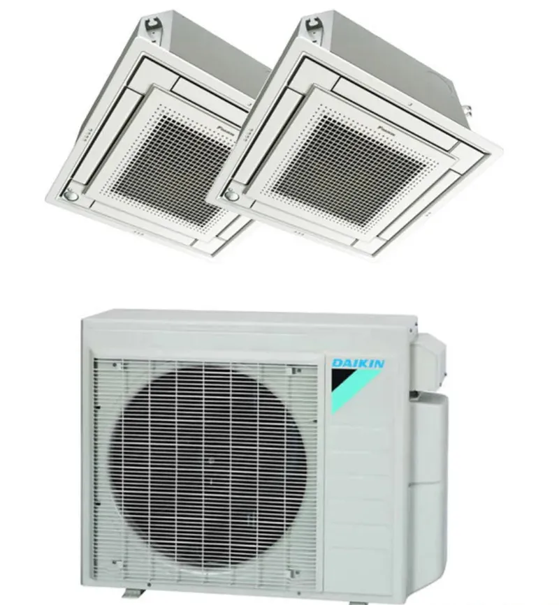 Daikin 18000 BTU 2 Zone Ceiling Cassette Ductless Mini-Split Heat Pump System - 18 SEER (9K+9K)