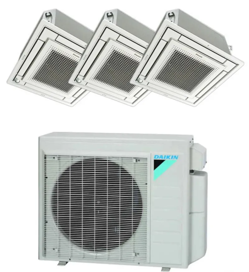 Daikin 24000 BTU 3 Zone Ceiling Cassette Ductless Mini-Split Heat Pump System - 17 SEER (9K+9K+9K)