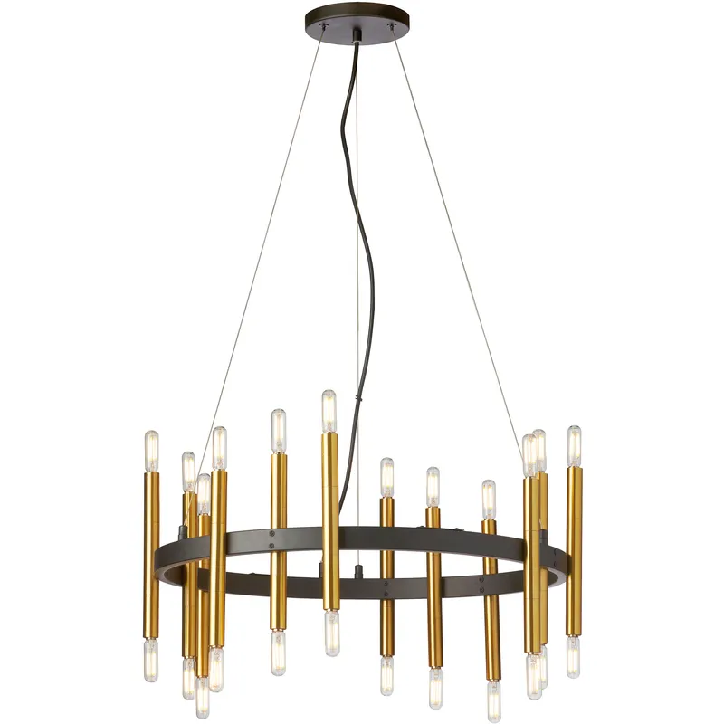 Derry 24 Light 24 inch Matte Black with Aged Brass Chandelier Ceiling Light in Matte Black and Aged Brass