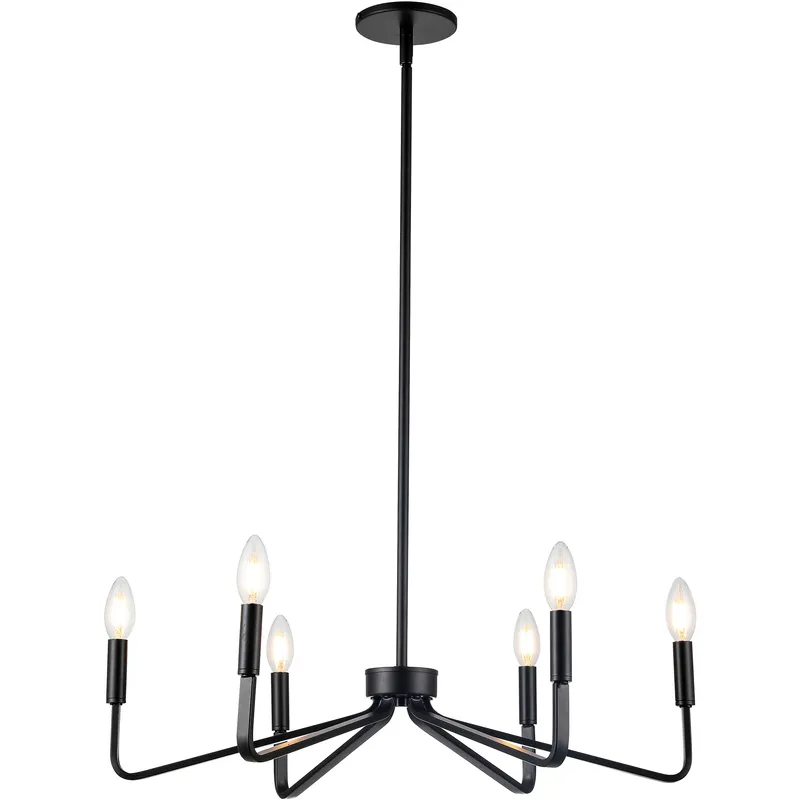 Clayton 6 Light 26 inch Matte Black Chandelier Ceiling Light