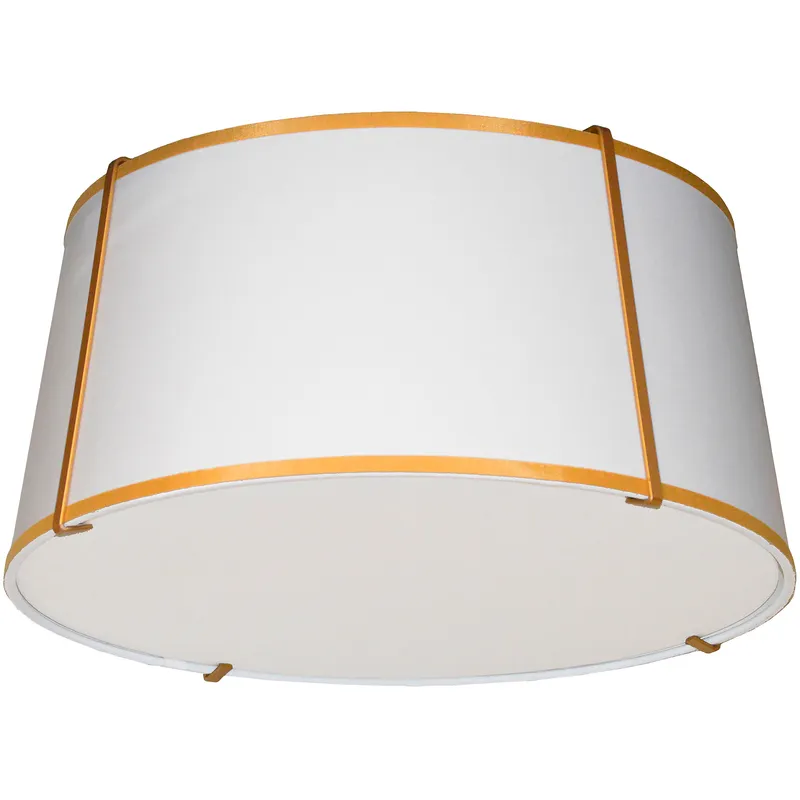 Trapezoid 3 Light 16 inch Gold with White Flush Mount Ceiling Light
