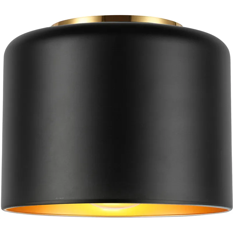 Emilia 1 Light 8 inch Aged Brass with Matte Black Flush Mount Ceiling Light