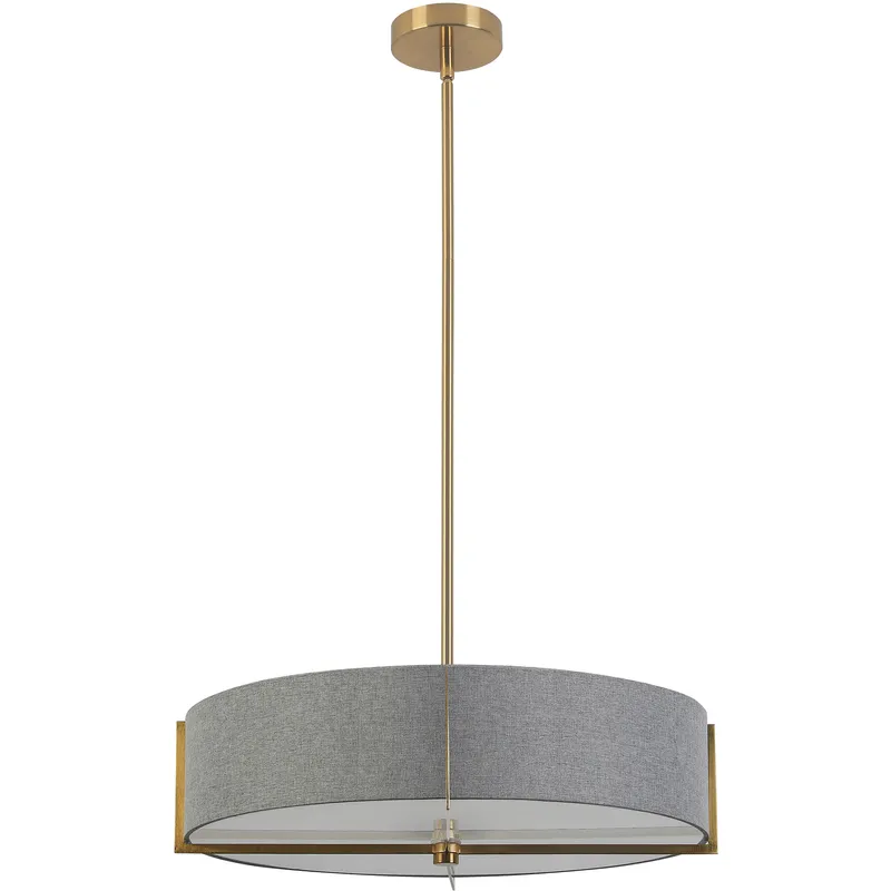 Preston 4 Light 20.75 inch Aged Brass with Grey Pendant Ceiling Light
