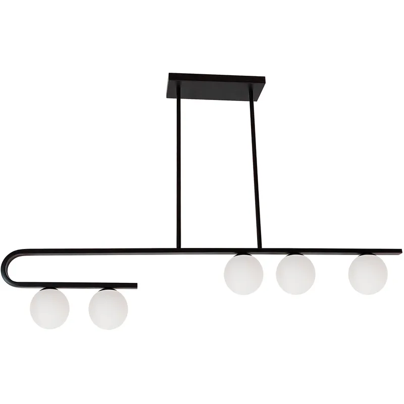 Atlas 5 Light 44 inch Matte Black Horizontal Pendant Ceiling Light
