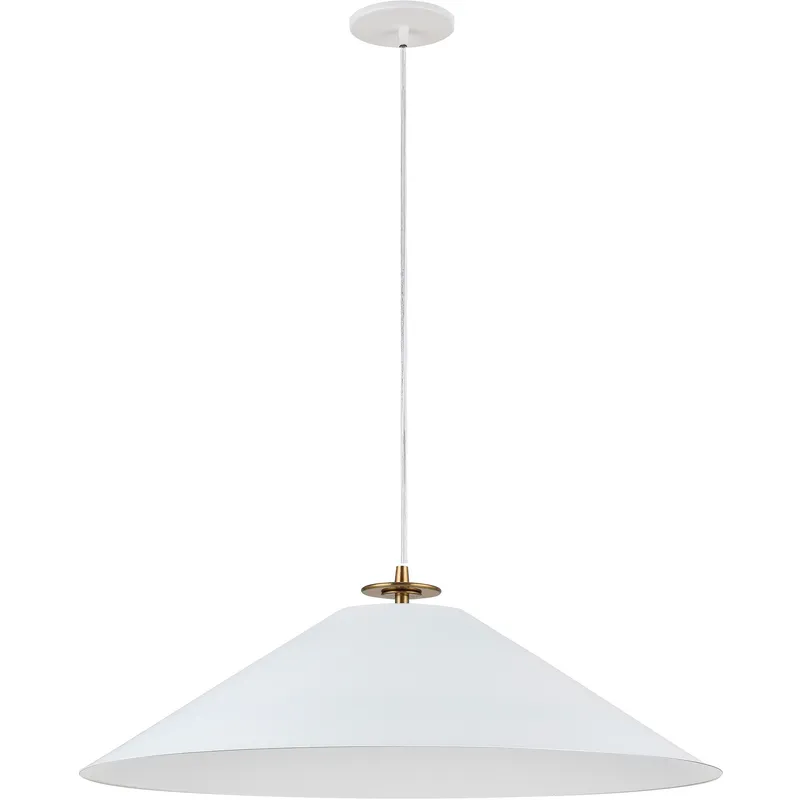 Prudence 1 Light 24 inch Aged Brass with Matte White Pendant Ceiling Light in Aged Brass and Matte White
