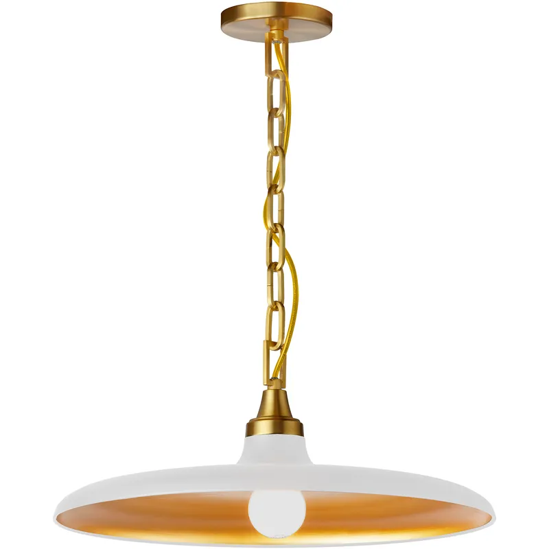 Quentin LED 18 inch Aged Brass Pendant Ceiling Light in Matte White/Gold