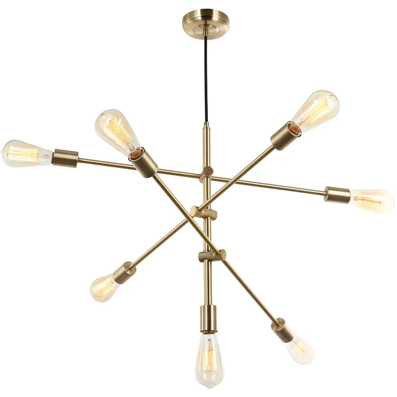 Transitional 7 Light 28 inch Aged Brass Pendant Ceiling Light