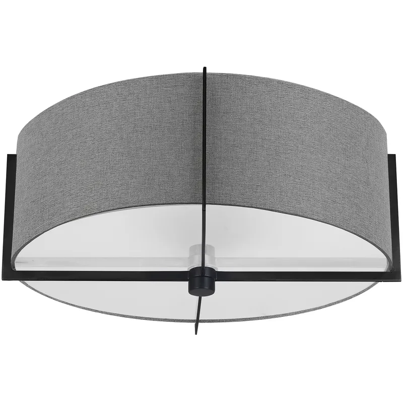 Preston 3 Light 15 inch Matte Black with Grey Semi-Flush Mount Ceiling Light