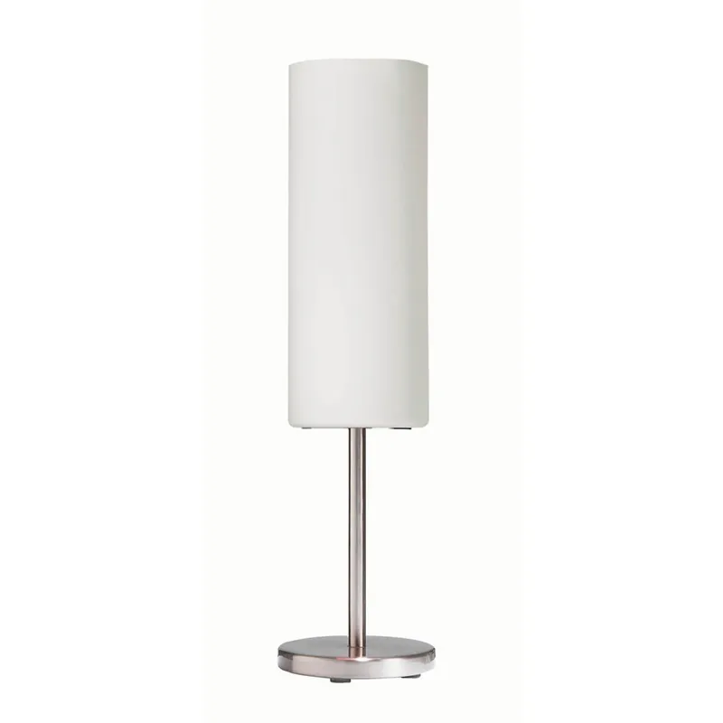 Paza 18 inch 100 watt Satin Chrome with White Decorative Table Lamp Portable Light