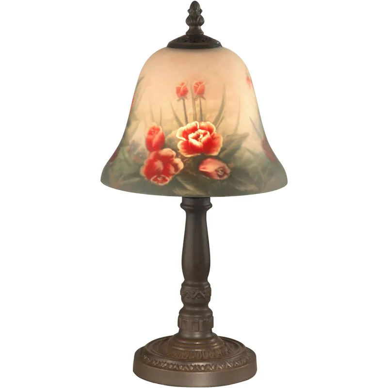 Evelyn 15 inch 60.00 watt Antique Bronze Table Lamp Portable Light in Hand Painted Art Glass, Antique Bronze Plating