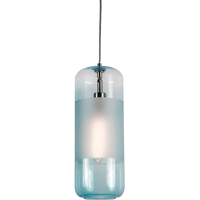 Montauk 1 Light 6 inch Satin Nickel Pendant Ceiling Light in Aqua Glass
