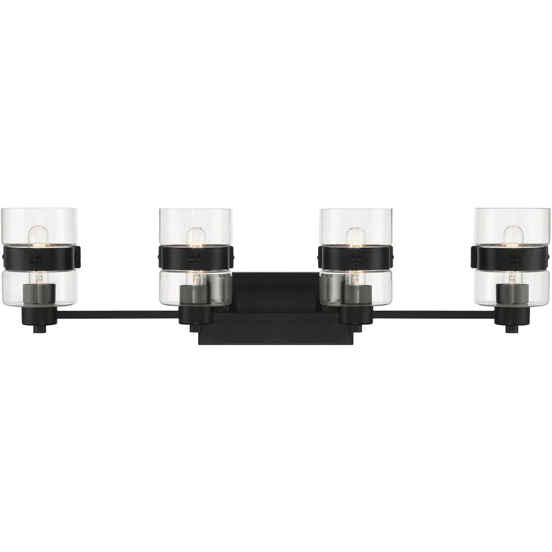 Midnight LA 4 Light 33 inch Matte Black Vanity Light Wall Light