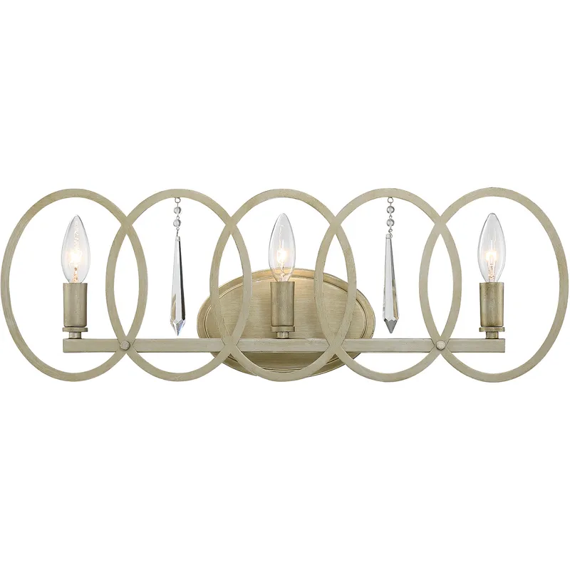 Hutton 3 Light 24.5 inch Sterling Gold Bath Bar Wall Light