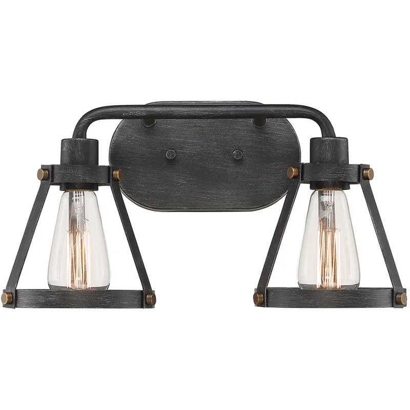 Wicker Park 2 Light 16.75 inch Weathered Pewter Bath Bar Wall Light
