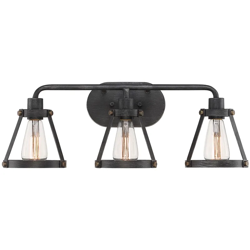Wicker Park 3 Light 24.25 inch Weathered Pewter Bath Bar Wall Light