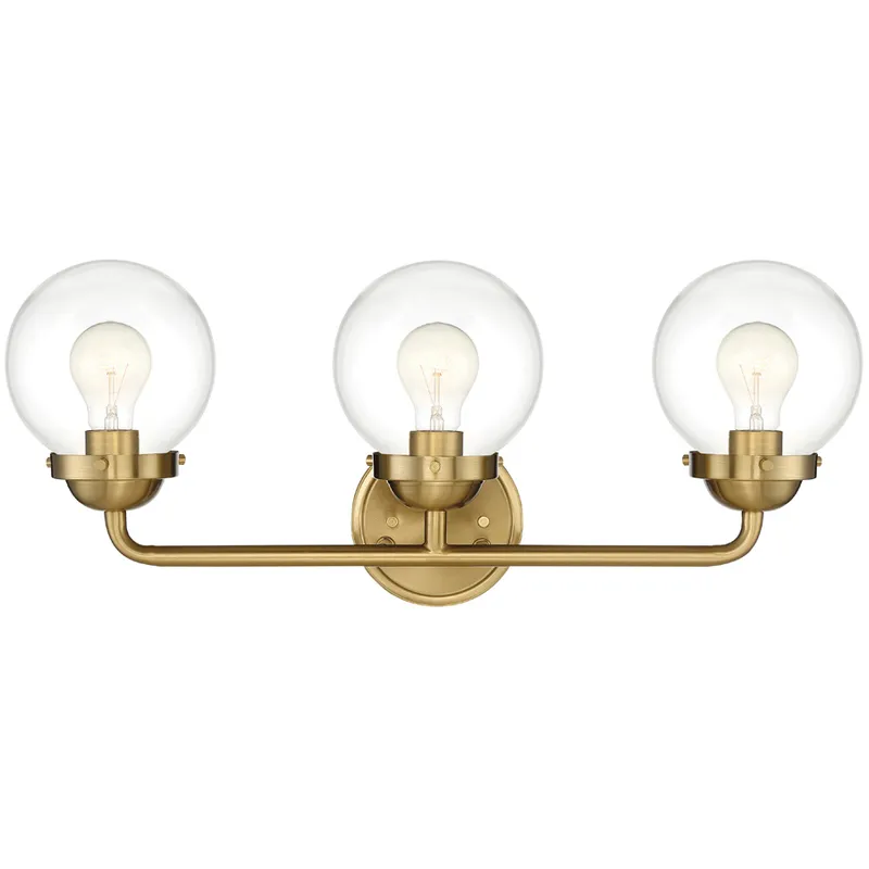 Knoll 3 Light 24 inch Brushed Gold Bath Bar Wall Light