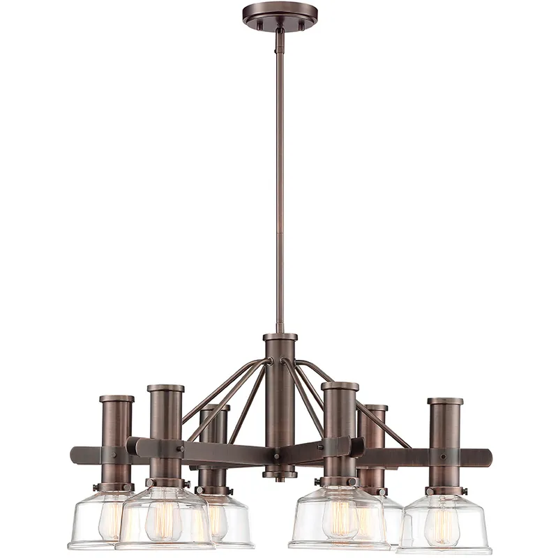 Carson 6 Light 28 inch Satin Copper Bronze Chandelier Ceiling Light