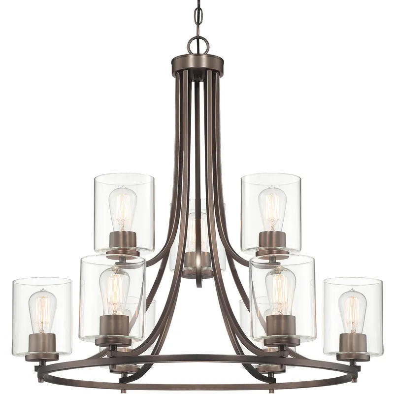 Liam 9 Light 30 inch Satin Copper Bronze Chandelier Ceiling Light